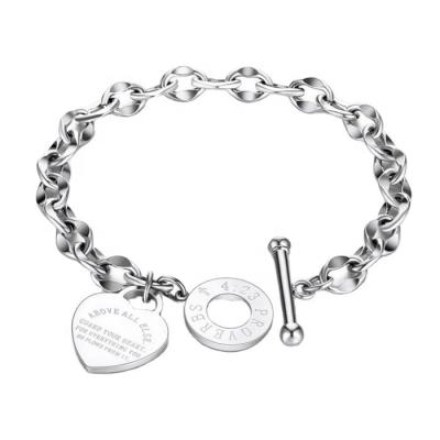 China Office/Luck Career Energy and Best Wishes Beautiful Heart Charm Stainless Steel Bangle Bracelets for sale