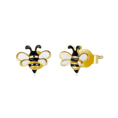 China CLASSIC Women Accessories Fashion Jewelry 925 Sterling Silver Gold Plated Bee Earrings for sale