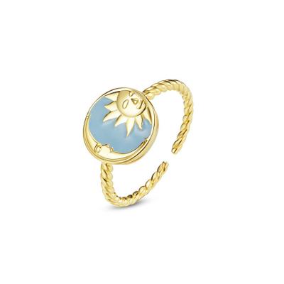 China Vintage Sun Moon Tonghui Gold Plated High Quality Sterling Silver 925 Ring For Women Jewelry for sale