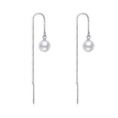 China Vintage Natural Pearl Jewelry Tassel Ear Long Clip 925 Sterling Silver Earrings Wholesale for sale