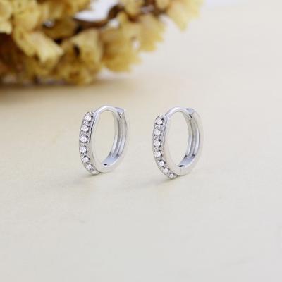 China Factory Wholesale 925 Silver Jewelry Silver Circle Clip On Circle Zircon Earrings For Women for sale