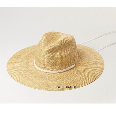 China 2022 Lady's Beach Handmade Wheat Straw Hat Natural Color For Beach Wholesale for sale