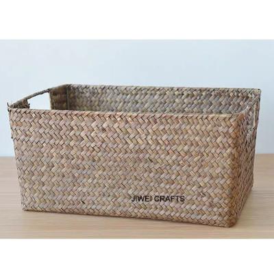 China Handmade Viable Straw Basket House Storage Sea Grass Basket In Natural Material Customized Size for sale