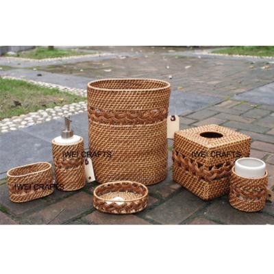 China Handmade High Quality Custom Made Rattan Pots Bathroom Rattan Pot Sets for sale