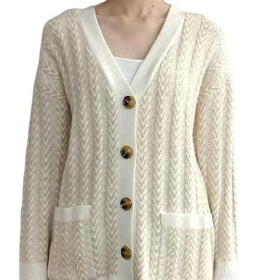 China Winter Fancy Anti-pilling Long Sleeve Button Up Cashmere White Knit Women Sweater Female Cardigan for sale