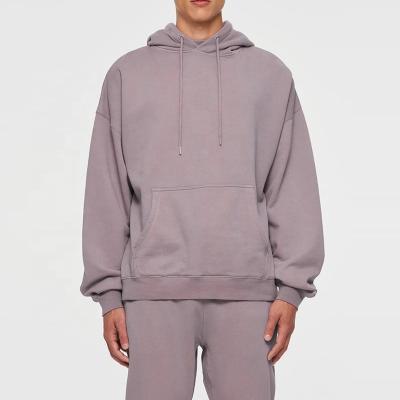 China Organic Cotton Hoodies Men Fashion Anti-pilling Viable Mens Drawstring Fit Sweatshirts Purple Oversized Eco-Friendly Hoodie for sale