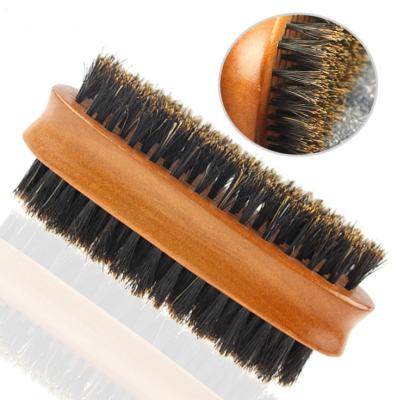 China Hot sellingFashion Amazon wood beard brush cleaning shaving brush double side boar bristle brush for men for sale