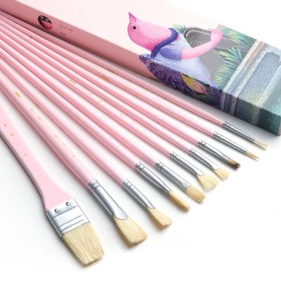 China Good Quality Woolen Miya 10pcs Paint Oil and Acrylic Brush Painting Acrylic for sale