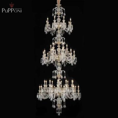 China Hotel Lobby Modern Three Tier Crystal Chandelier for sale