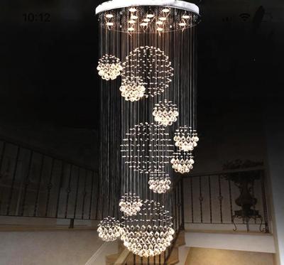 China Modern Long Stairs Hanging Customized Crystal Chandelier Pendant Lights for sale