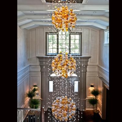 China Modern Design Hotel Lobby Villa Decoration Modern Design Bubble Ball Staircase Light Glass Chandelier for sale