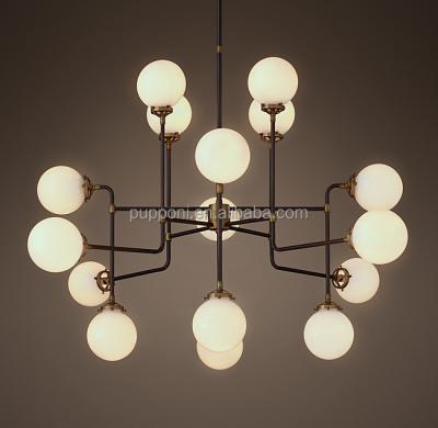 China Milk Glass Modern Globe 16 Light Chandelier for sale