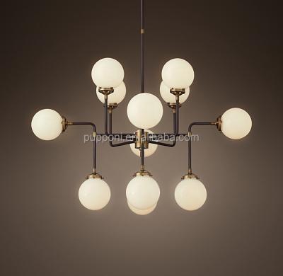 China Modern Globe 12 Light White Glass Chandelier Pendant Lamp for sale