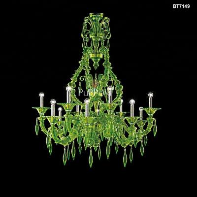 China Large Modern Green Murano Glass Crystal Pendant Lighting Chandelier for Resturant Hotel Lobby Foyer Staircase Decoration for sale