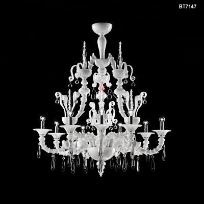 China Large White Farmhouse Murano Glass Chandelier for sale