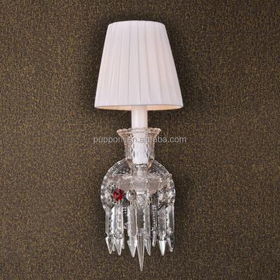 China EUROPEAN French Clear Crystal Single Candle Holder with White Shade for sale