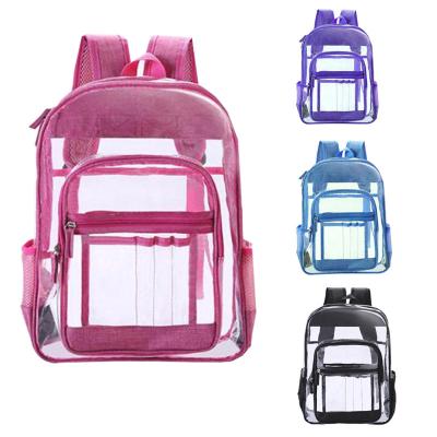 China 2021 fashion logo PVC transparent transparent backpack kids women men student sport backpacks school bag custom outdoor travel for sale