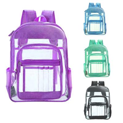 China Custom logo fashion logo heavy duty waterproof clear backpack beach PVC transparent plastic backpack big for college for sale