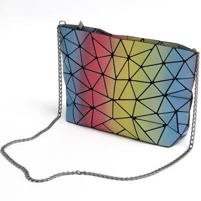 China 2021 Fashion Rainbow PU Shoulder Bag High Quality Geometric Luminous Trendy Luxury Handbags Pinch Cross Handbags - Body Bags For Women for sale