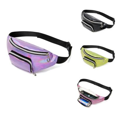 China Custom Promotional Waterproof PU Fanny Pack Laser Print Hologram Cross - Waterproof Body Chest Bag Belt Bag Waist Bag For Women for sale