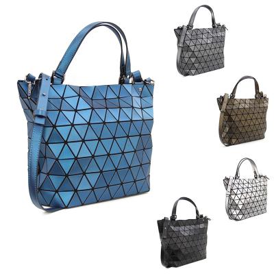 China 2021 Fashion Ladies Lattice PU Leather Geometric Handbags Pinch Women Tote Autumn Handbag for sale