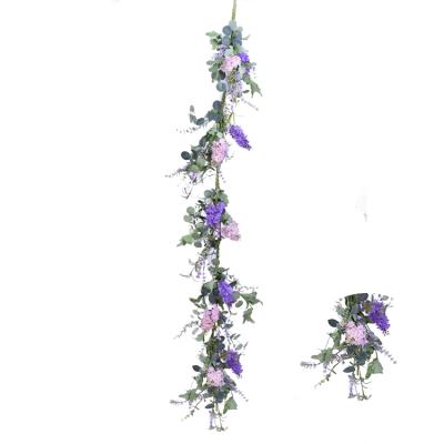 China Green Environmental Protection Made in China Ornamental Artificial Spring Plant Garland Hand Wrapped Spring Floral Lilac Wreath for sale