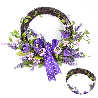 China Green Artificial Floral Colored Real Touch Plant Spring Tulip Half Wreath Environmental Protection Environmental Protection Garland for sale