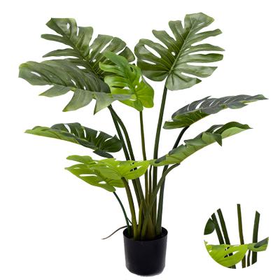 China Wholesale Plastic Garden Leaf Large Green Varied Monstera Decor Artificial Monstera Plants for sale