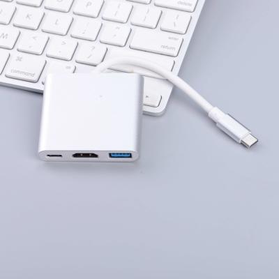 China Aluminum Alloy+ABS USB Port Hub 3 in 1 USB C Hub to HDMI + Pd+ USB 3.0 for MacBook Pro for sale