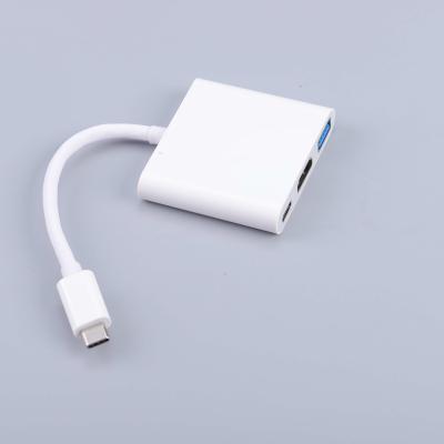 China Aluminum Alloy+ABS Type C to Female HDMI+USB3.0 A+Type C Hub with PD Charging and Data 3 in 1 USB3.1 Adapter Cable for sale