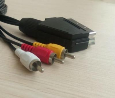 China Multimedia 21Pin SCART TO 2RCA PLUG + BNC PLUG Cable for sale