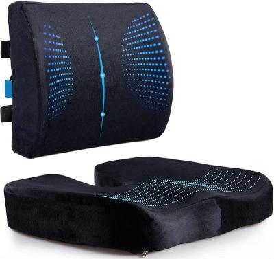 China General Car Back Support Cushion Memory Foam Orthopedic Lumbar Support Back Pillow Cojines Coccyx Cushion Set for sale