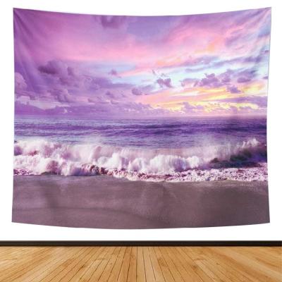 China Wholesale Soft Tapestry Wall Hanging Elegant Pacific Ocean Sea Natural Forest Printed Large Wall Tapestry The Great Wave for sale