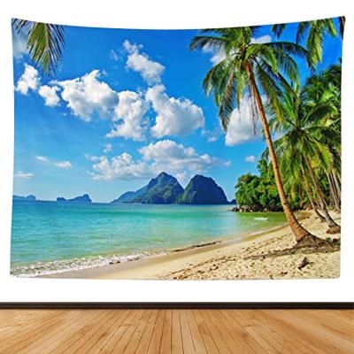 China 3d Digital Printed Wall Hanging Tapestry Hawaii City Scenery Sea Moon Tapestry Wholesale Smooth Decor Lovely for sale