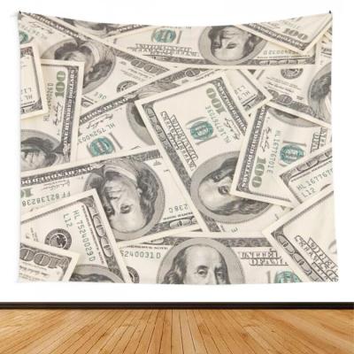 China Soft Wholesale Custom Logo Printed Vintage American Flag Tapestry Home Decor Dollar Tapestry Wall Hanging for sale