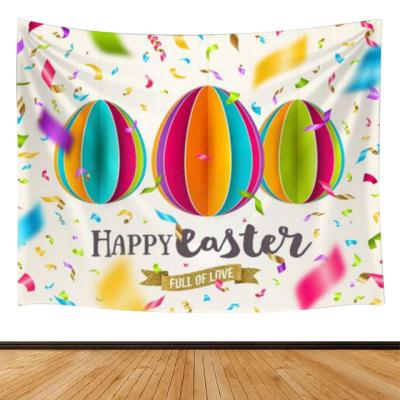 China Wholesale Smooth Decorative Happy Easter Day Bunny Rabbit Egg Tapestry Easter Baskets Tapestry Home Decoration for sale