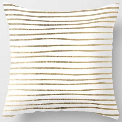 China Custom Print Polyester Home Decor Gold Stripe Anti-Static Pillow Covers High Quality Hot Selling Gold Pillows for sale