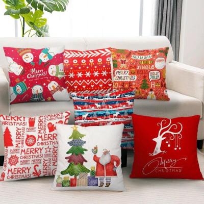 China Wholesale Custom Printing Snowman Santa Claus Christmas Canvas Cushion Anti-Static Covers Decorative for sale