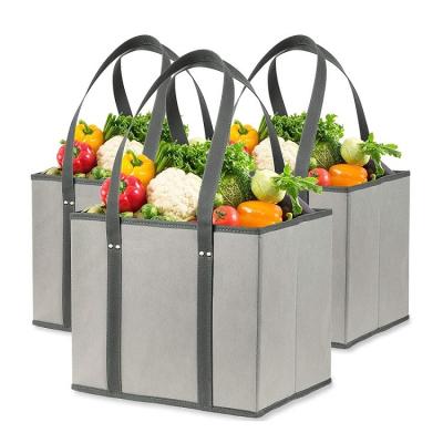 China Reusable Foldable Reusable Grocery Box Bags Heavy Duty Tote Bag With Extra Long Handles Reinforced Bottom for sale