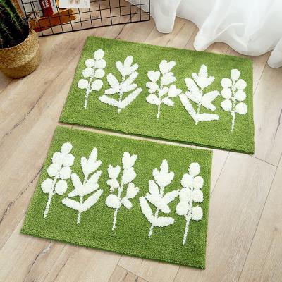 China Custom Print Floor Mat Fiber Bathroom Logo Floor Mat Digital Green Absorbent Non-slip Washable Wholesale Bath Mat Superthin Logo Floor Mat for sale