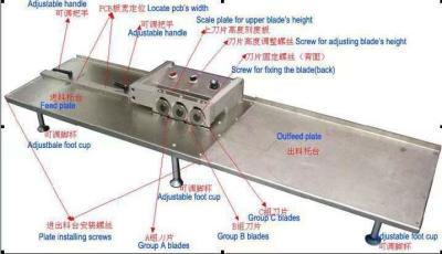 China 420X 280 X 400mm 25Kg 110 220V 60W V Cut PCB Depaneling Machine Web Guide Up And Down 2 Circular Blades for sale