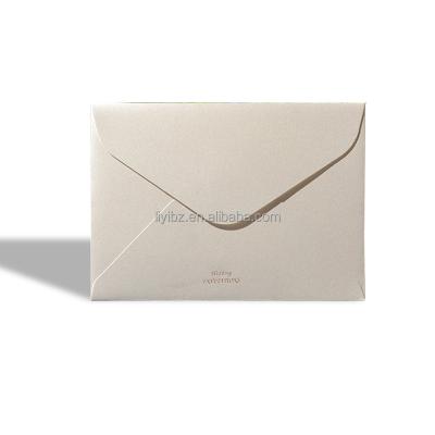 China Handmade Machine customized size beige eco-friendly pearl color high-end wallet envelope invitation letter hot stamping envelope for sale