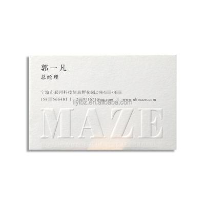 China Invitation Card Business Card Factory Printed White Cotton Paper Custom Raised Text Letterpress Printing Printing Thank You Card Greeting Card Business Card for sale