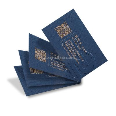 China Invitation Card Nice Business Card Quality C Customized Logo Blue Textured Expanded Design Printing Gold Foil Business Card Special Paper BIO Name Card for sale