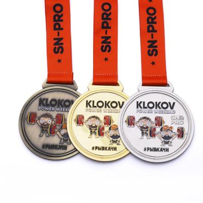 China Europe Manufacturer Medal Industries Cheap Metal Zinc Alloy Die Cast Custom Medal Weightlifting Medals for sale