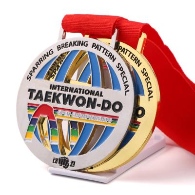 China High Quality Europe Die Cast Made Gold / Silver Cutout / Rose Gold Soft Enamel Taekwondo Medal for sale