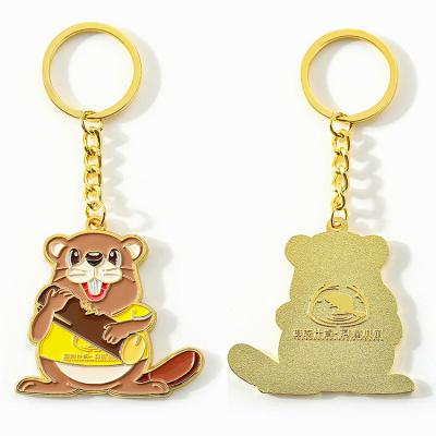 China HSQ 3d metal factory price cute cartoon keychains custom made gold plating metal keychain for sale