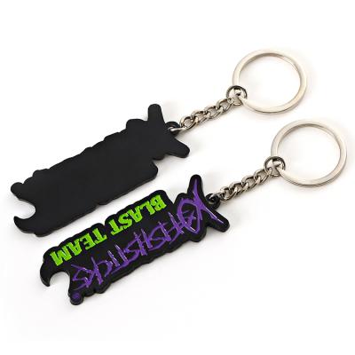 China Cheap Promotional Custom Metal Factory Price Metal Company Logo Key Ring Black Key Chain Bottle Opener for sale