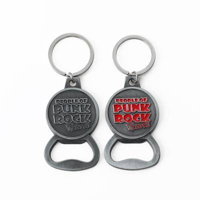 China Promotional Gifts Fashion Company Zinc Alloy Custom Logo Antique Silver Beer Bottle Opener Key Chain Metal for sale