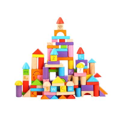 China Colorful/Safe/Environmental Custom Educational Baby Display Toy 135pcs Wooden Building Block For Children for sale